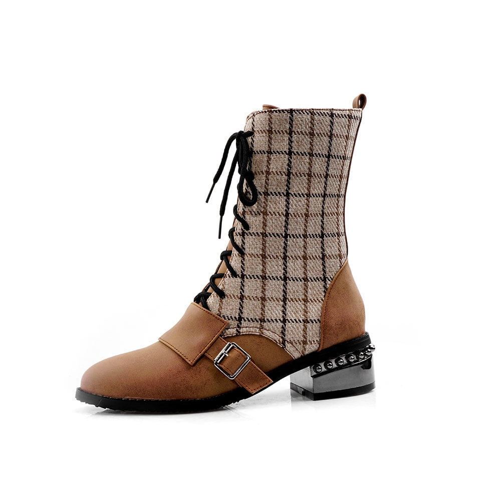 chunky heel mid heel suede Brown 