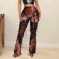 thumbnail image 2 of Lenpel Tassel Pants for Women Trendy Streetwear Tie Dye Flare Leg Trousers High Waisted Party Clubwear Pants, 2 of 4