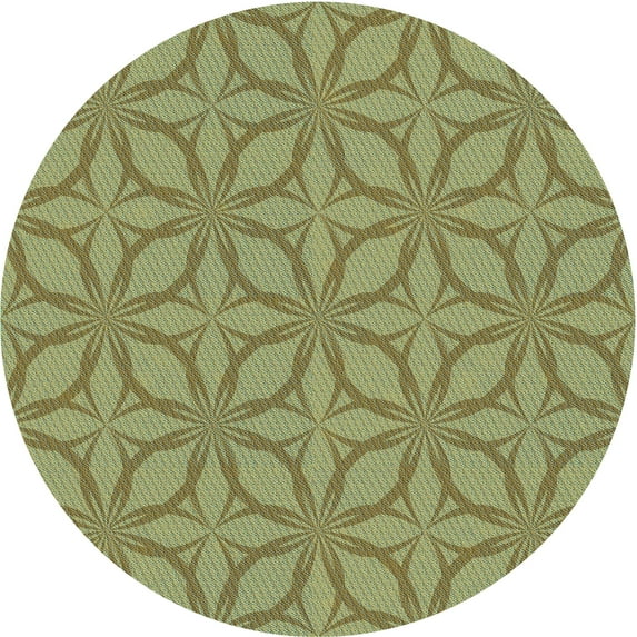 Ahgly Company Indoor Round Patterned Avocado Green Area Rugs, 4' Round