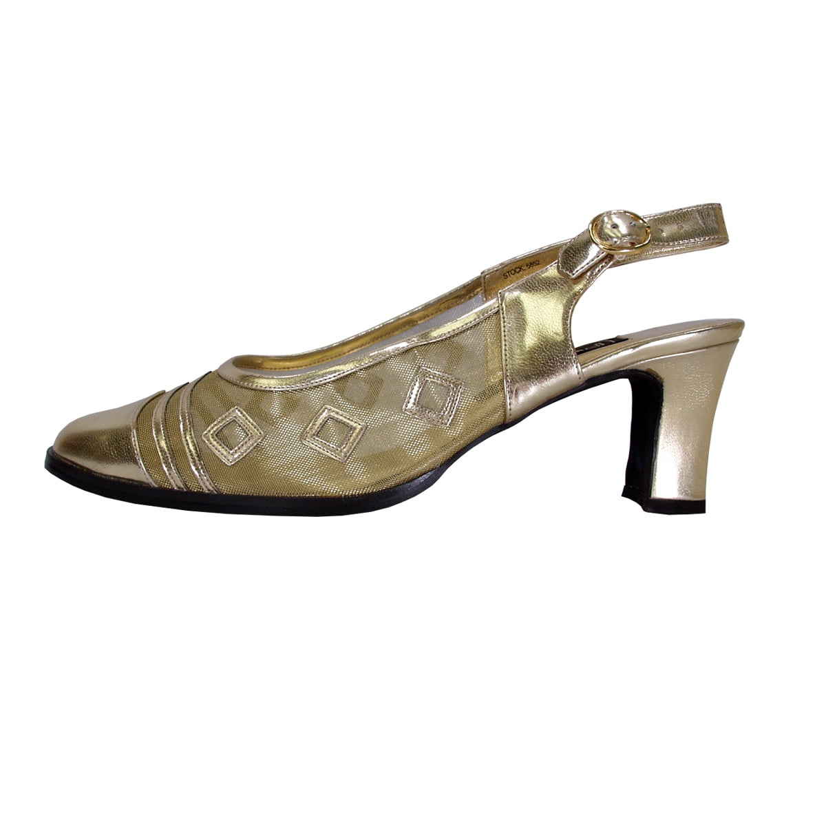 FUZZY Greta Women Wide Width Closed Toe Decorative Nylon Mesh Slingback GOLD 12