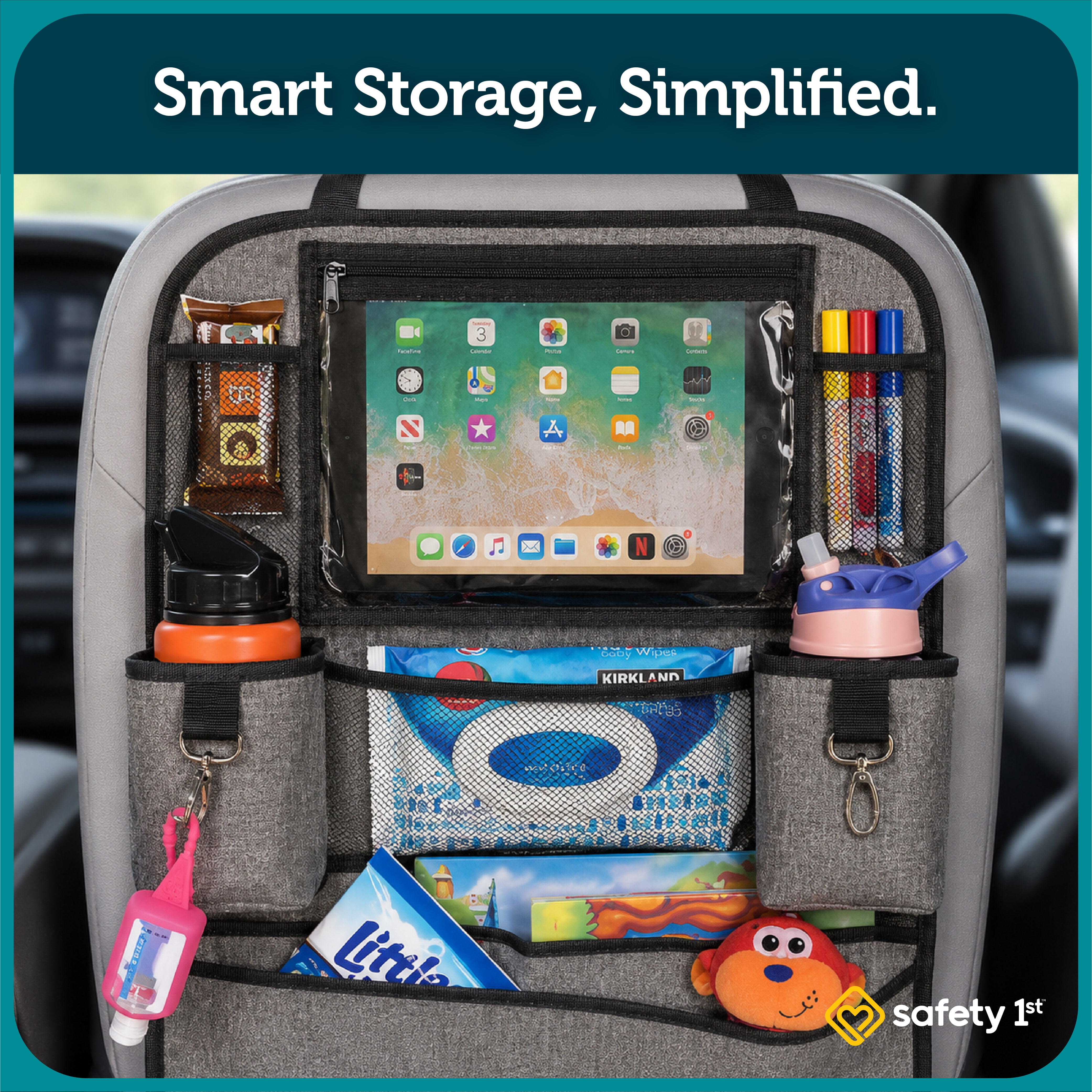 Safety 1st Backseat Organizer for Cars, Efficient Car Storage Automotive Accessories
