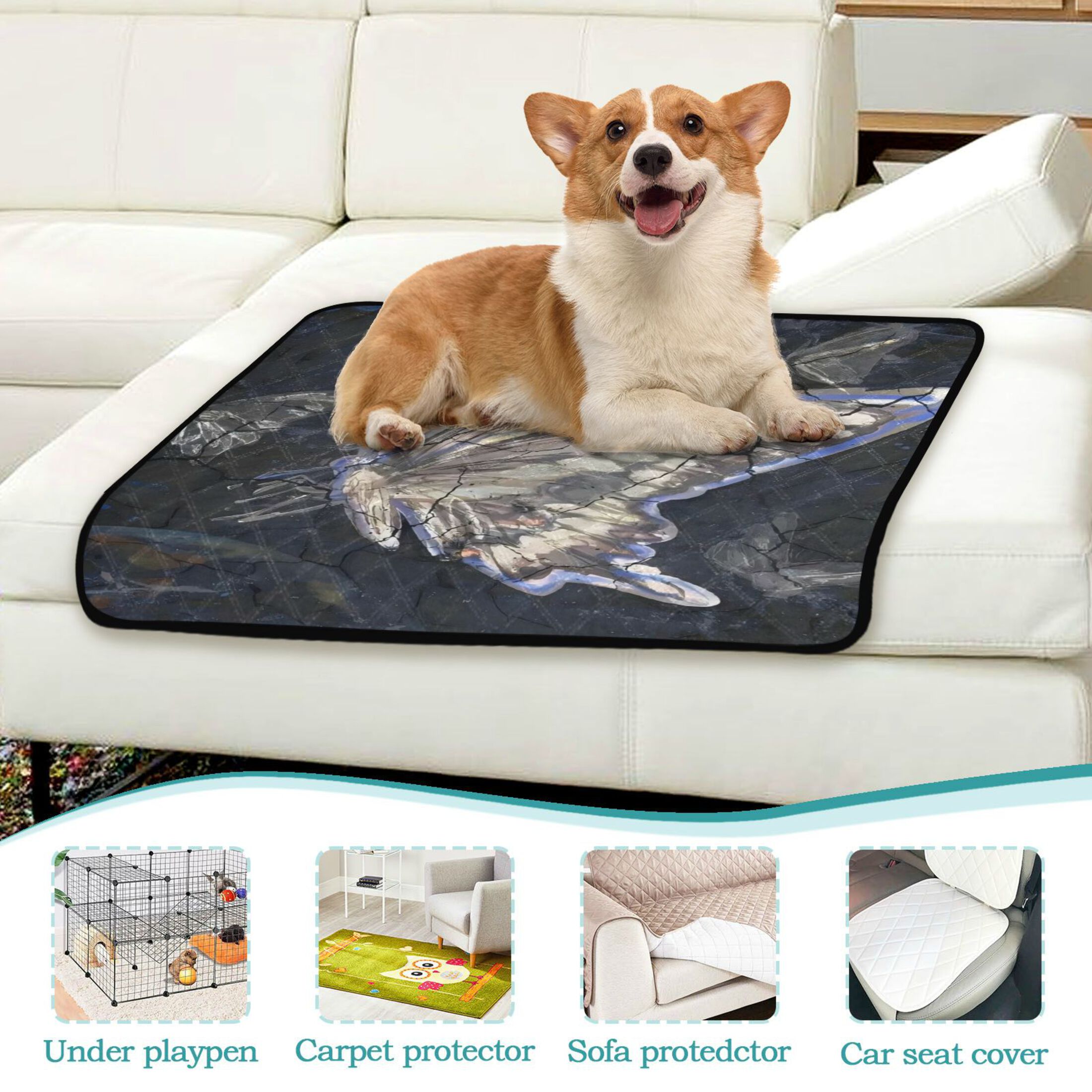Qxltty Butterfly Cat litter Pads Pet Set of 3 Diaper Mats Center Anti-leakage Layer Absorbent Soft and Comfortable