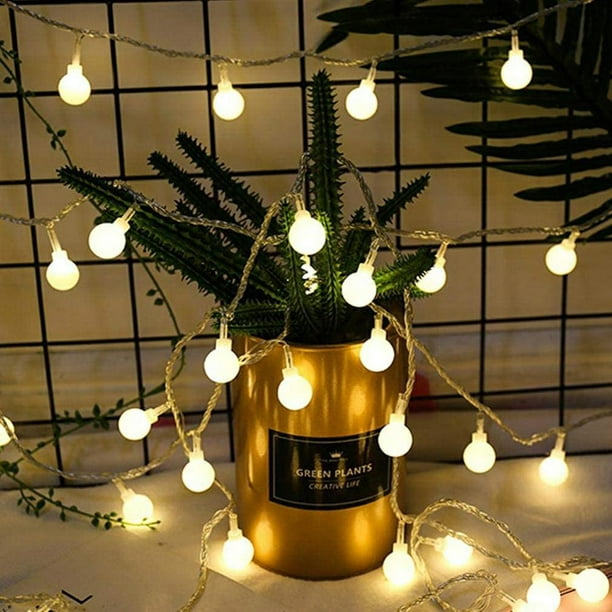 Lumières de Chaîne de Boule de Noël, 9.84ft 20 LEDs Lumières Alimentées par Battery pour la Fête de Fête de Mariage à la Maison Fête de Vacances, Lumières de Décoration Extérieure Intérieure pour Jardin Patio Chambre à Manger, Blanc, H0056