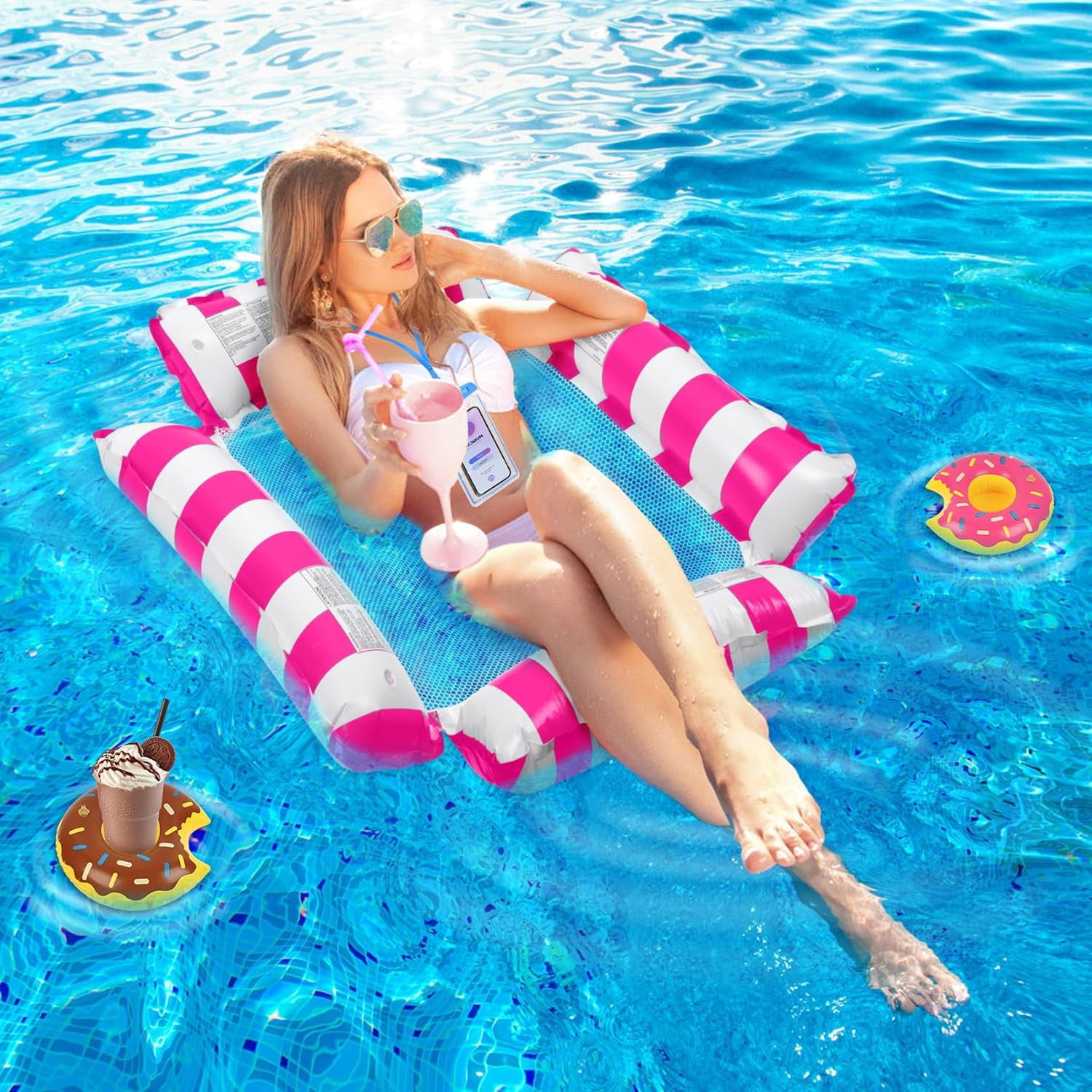 Mxzzand Chaise flottante Chaise longue gonflable pliable et flottante Mxzzand Chaise flottante Chaise longue gonflable pliable et flottante