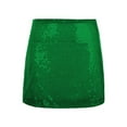 thumbnail image 2 of Women's Sequin Skirt Sparkle Stretchy Bodycon Mini Skirts (Green XS), 2 of 7