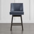 thumbnail image 3 of CHITA 26 inch Swivel Upholstered Counter Height Bar Stools with Full Back Set of 2,Faux Leather in Navy Blue, 3 of 9