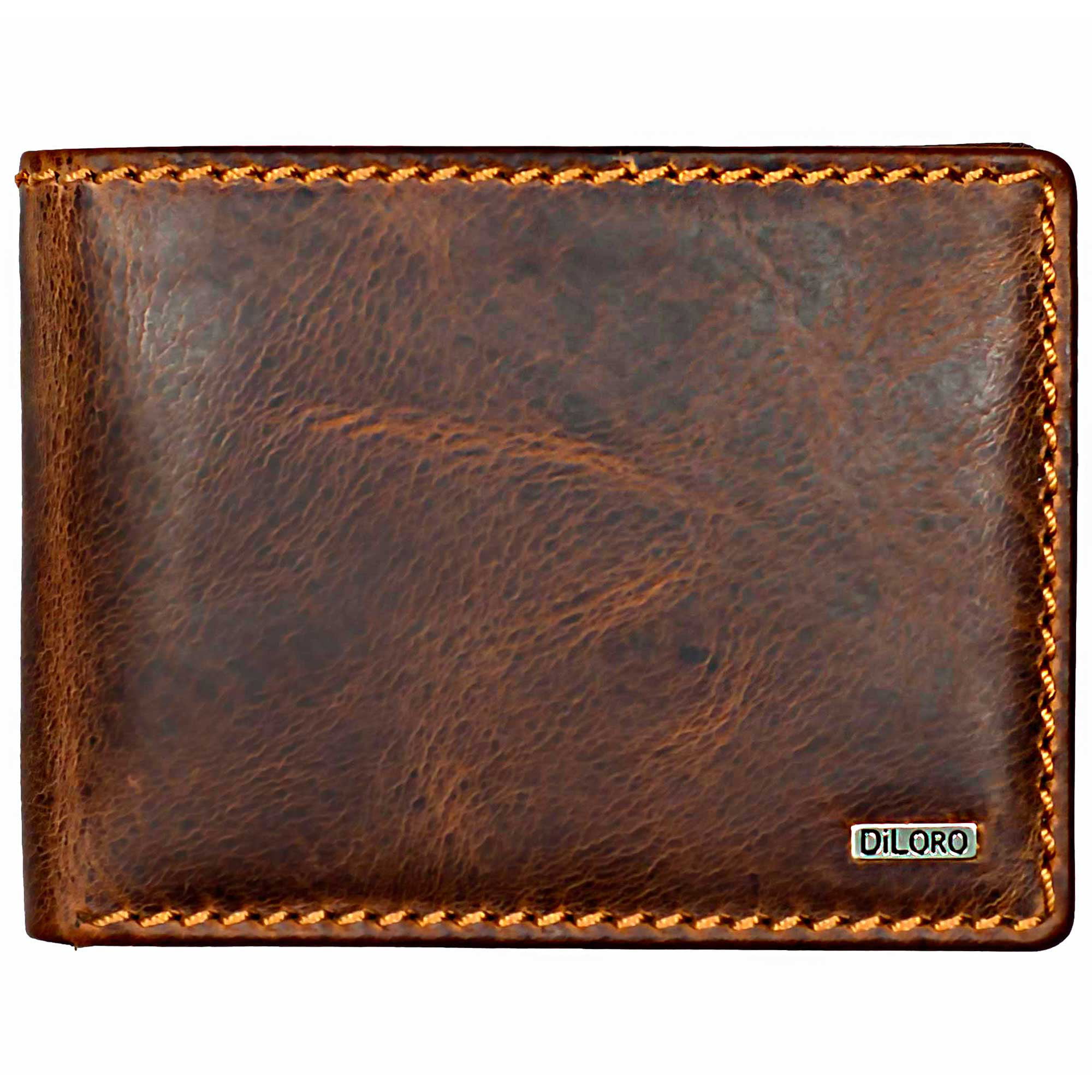 DiLoro Italy Mens Leather Wallet Bifold Flip ID Coin Section RFID Protection 