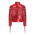 thumbnail image 5 of iiniim Tassel Boys Sequin Jackets Mock Neck Jacket Zip Up Coat Sparkle Outwear Performance Clothes Red 14, 5 of 7