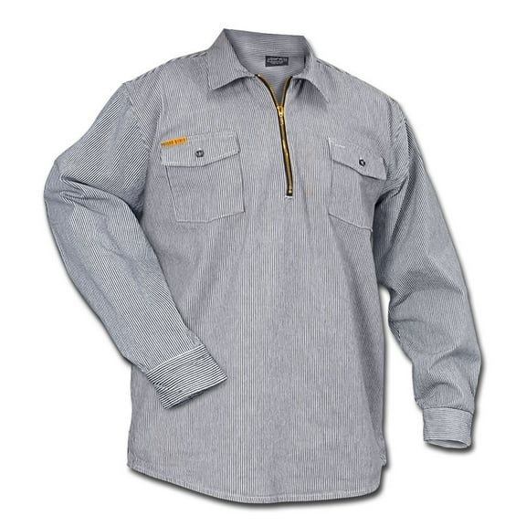 Prison Blues Long Sleeve 1/2 Zip Hickory Shirt, Tall - 2X-Large