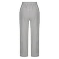 thumbnail image 5 of VEKDONE Linen Casual Long Pants for Women Stretchy Drawstring Ankle Pants High Waisted Plus Size Straight Trousers Pants with Pockets Gray XXXL, 5 of 5