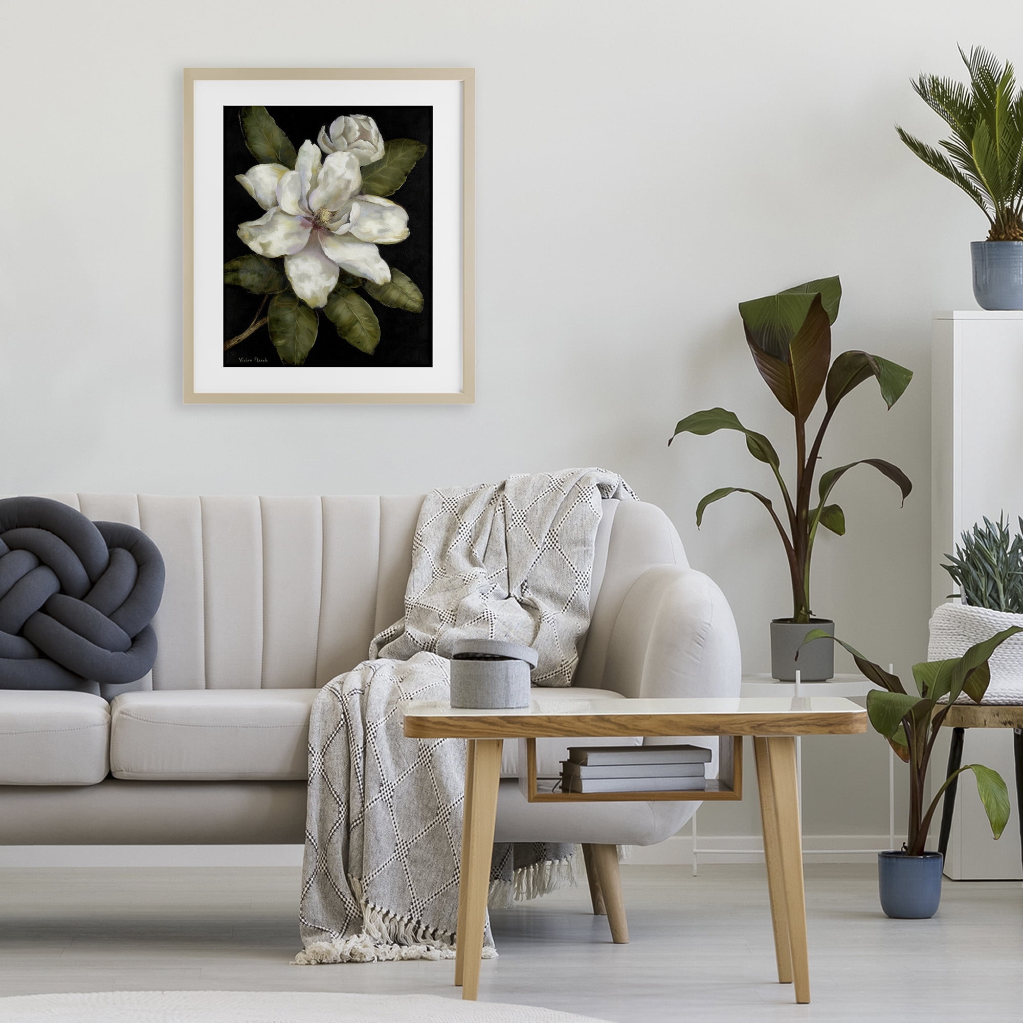 Stupell Industries Budding Magnolia Blooms Birch Framed Print Under Glass, design by Nan