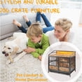 thumbnail image 3 of JERFIT Modern Wooden Dog Crate Furniture with Storage, Double Door Pet Kennel House with RGB Lights & Pull-Out Tray for Large Medium Dogs, Black Brown, 3 of 10