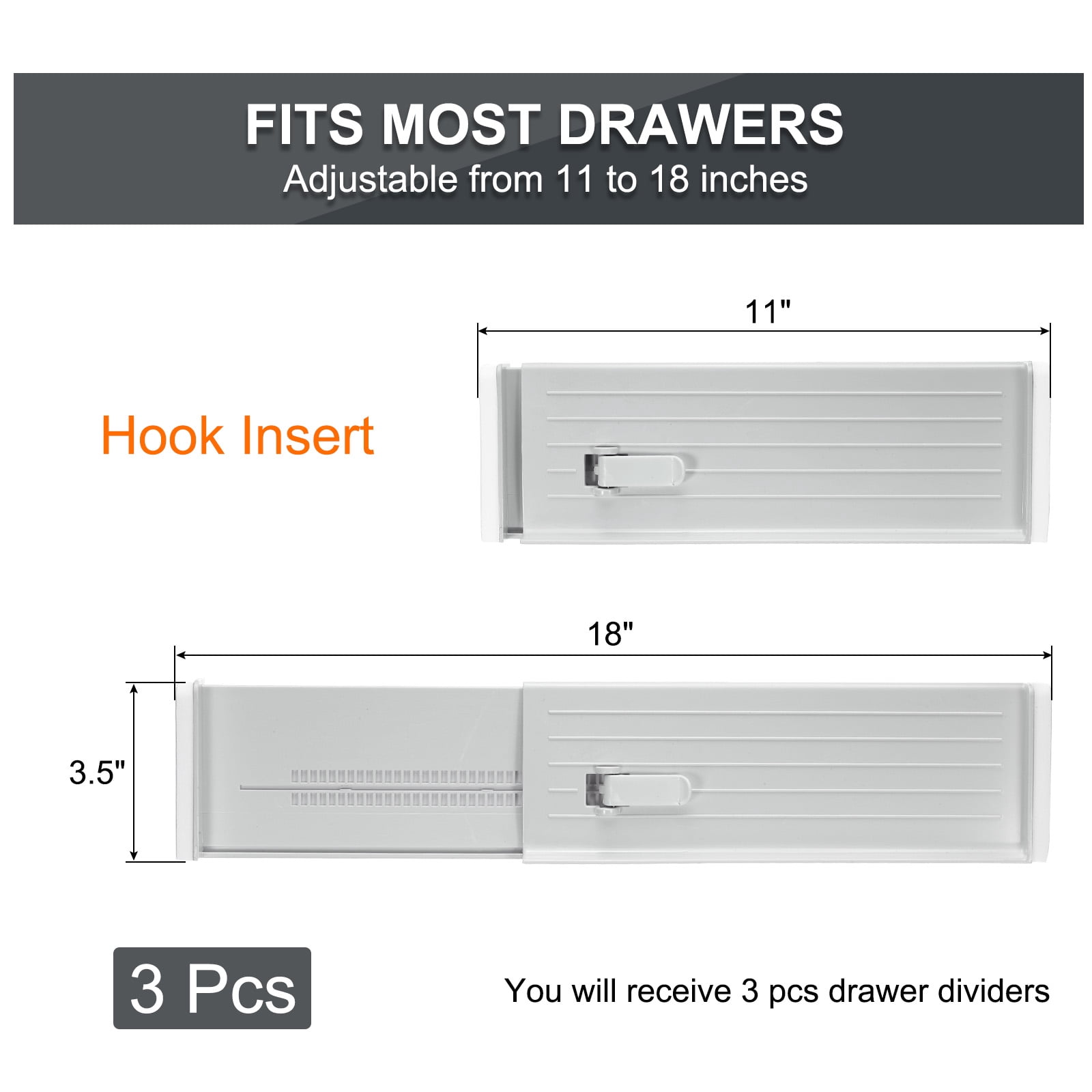 Unique Bargains Plastic Drawer Dividers Adjustable Kitchen Storage Tray Gray