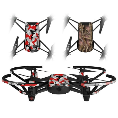 Image of Skin Decal Wrap 2 Pack for DJI Ryze Tello Drone Sexy Girl Silhouette Camo Red DRONE NOT INCLUDED