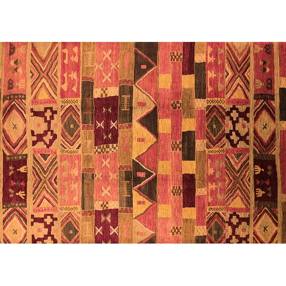 Ahgly Company Indoor Rectangle Southwestern Orange Country Area Rugs, 7' x 10'