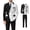 Black, variant on Men's Double Breasted Suit Set, Color Block Slim Fit Formal Wear