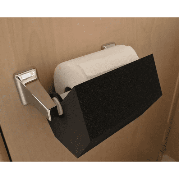 Angled Toilet Paper Guard | Toilet Paper Bottom Protector | Pet & Toddler Proof Toilet Paper Saver | Prevents Wasted TP | Universal Fit for Standard Holders | Durable Bathroom Accessory (Black)