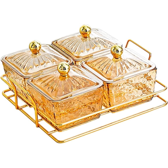 Dried Fruit Plate Divided Serving Platter Snack Storage Container Appetizer Serving Tray with Lid Multifunction Organizer Suitable for Kitchen Dining, Brown(M)