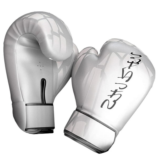 Guantes de boxeo PU cuero Muay Thai punzonado bolsa MMA Kickboxing Sparring entrenamiento guantes de lucha para hombres y mujeres - 10_White 10_Blanco Sunnimix guantes de boxeo