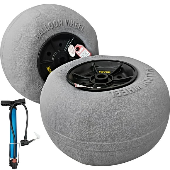 VEVOR Beach Balloon Wheels, 13 in Replacement Sand Tires, TPU Cart Tires for Kayak Dolly, Canoe Cart and Buggy w/ Free Air Pump, 2-Pack