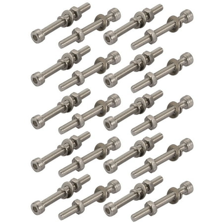 

20pcs M4x35mm 304 Stainless Steel Knurled Hex Socket Head Bolts Nuts w Washers