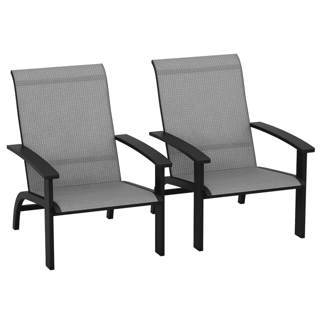 Outsunny 2 Pcs Chaises Adirondack Chaises Muskoka en Aluminium avec Siège en Maille