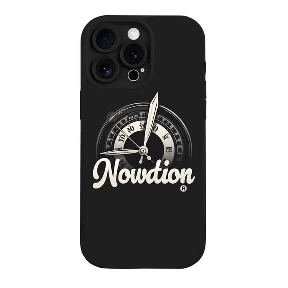 Nowdon iPhone 15 Pro Case - Sleek Black Design with Stylish Clock & Cursive Font Lightweight & Yellowing Resistant Perfect Fit for iPhone 15 Pro