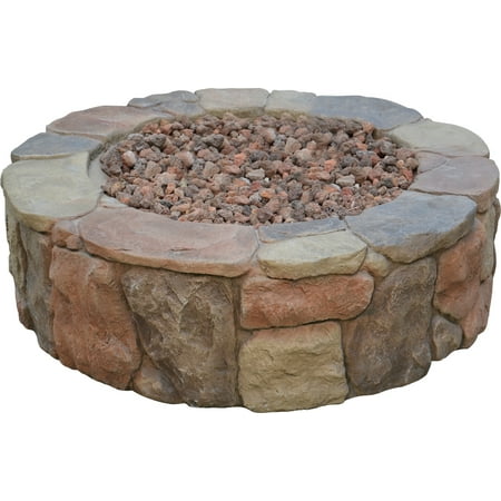 The Rhodes Gas Outdoor Patio Stacked Stone Round Fire Pit (Best Way To Stack Firewood In Fire Pit)