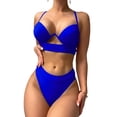 thumbnail image 2 of Ytdscs Women's Cutout Bikini Swimsuits 2PCS Sets Solid Colour Swimwear Outfits Summer Halter Tops Bathing Suits, 2 of 9