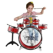Kids Junior Drum Kit Tom Drums Cymbal Stool Drumsticks Set Musical Instrument