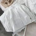 thumbnail image 4 of Gpaecead 3-12Y Girls Blouse Shirts Spring Fall Lantern Long Sleeve Button-Down Top Collar Shirts White, 4 of 7