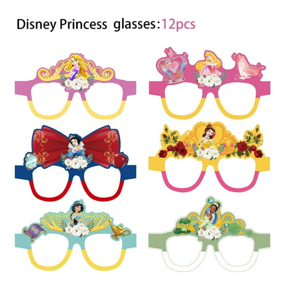 24PCS Princesses Paper Party Glasses Birthday Party Decoration Supplies PhotoStudio Props Birthday Game Prop Gift.