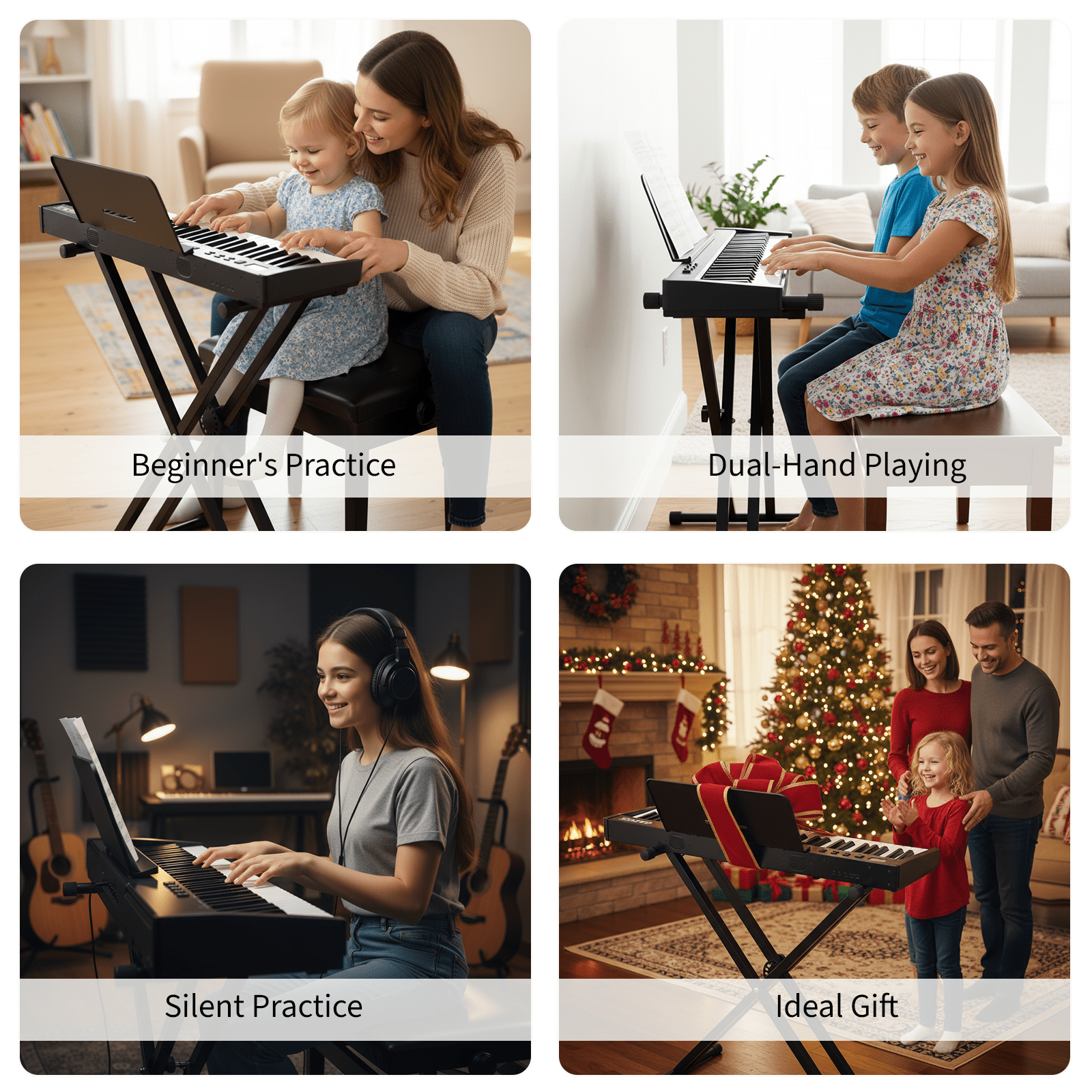 61 Keyboard Piano, Portable Electronic Keyboard Piano, Includes Music Stand & Power Adapter, Ideal for Both Beginners and Professional Musicians