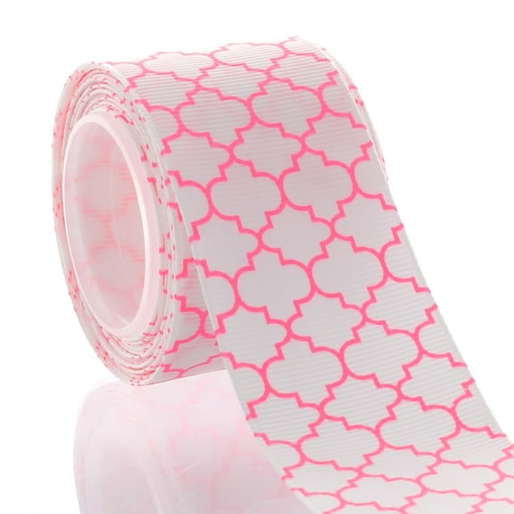 1.5" Pink Quatrefoil Grosgrain Ribbon 5 Yard