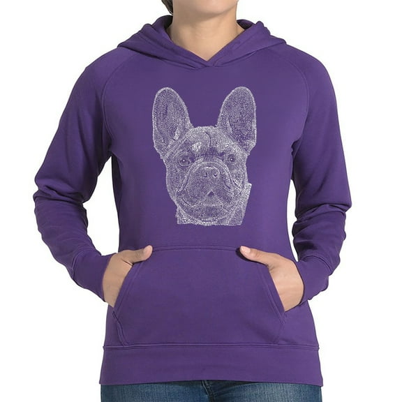 LA Pop Art Women's Word Art Hooded Sweatshirt -French Bulldog