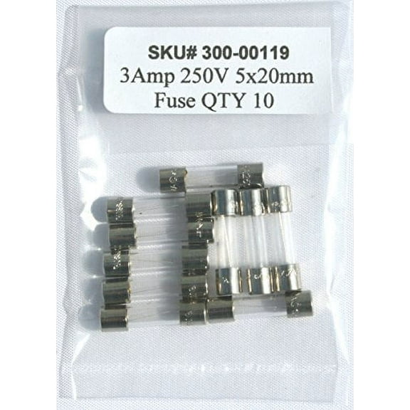Cooper Bussmann, 5×20 mm 3A, 250V Fast Blow Electrical Fuse 10 Piece