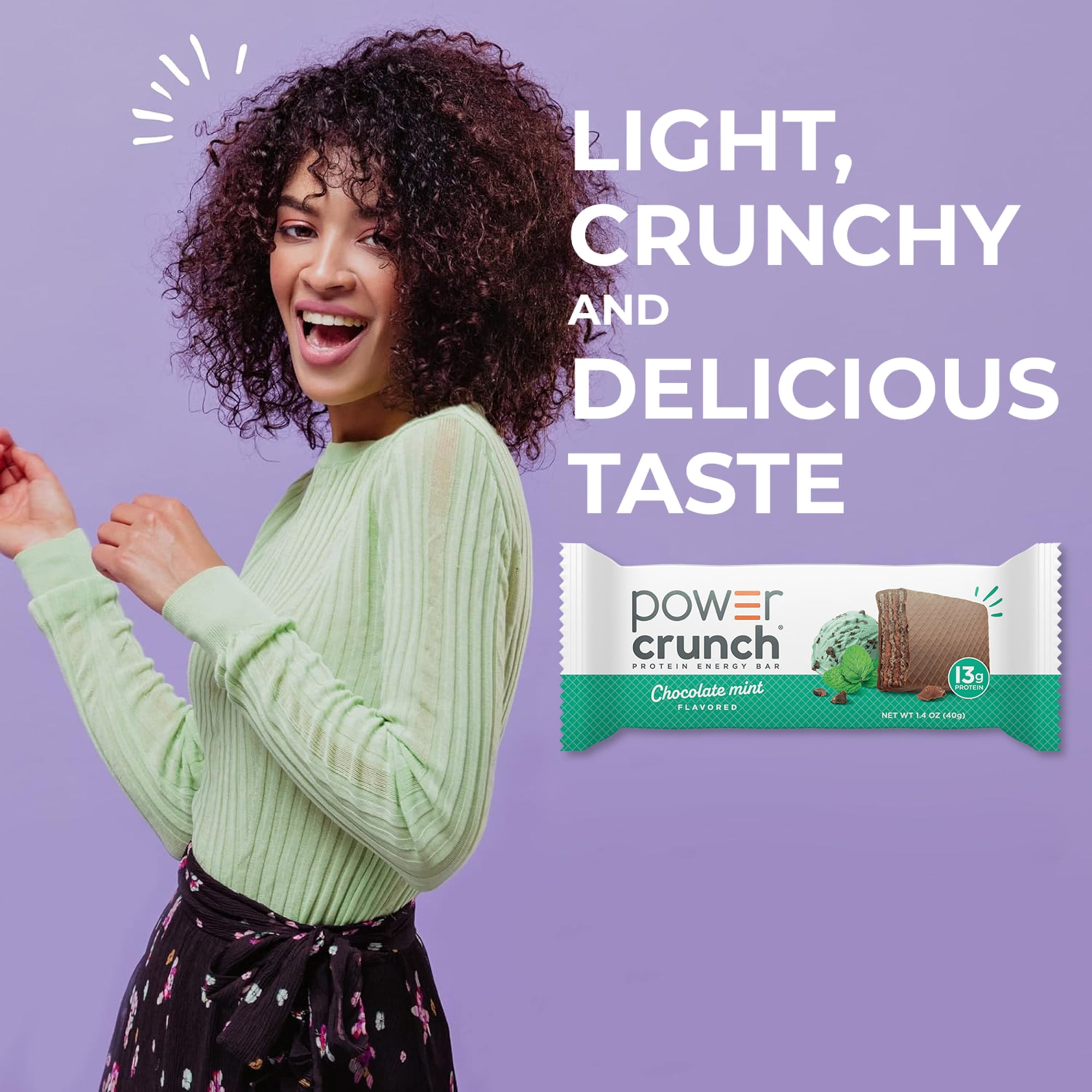 (6 pack) Power Crunch Protein Energy Bars, Chocolate Mint 1.4oz, 5 Count Carton