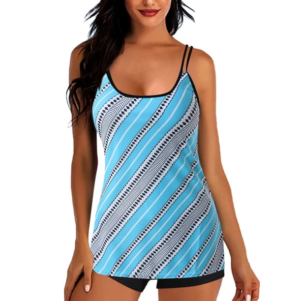 Trajes de baño para mujer Trajes de baño de dos piezas Camisetas sin mangas con estampado floral con pantalones cortos Trajes de baño con control de barriga OAVQHLG3B Store lin121212