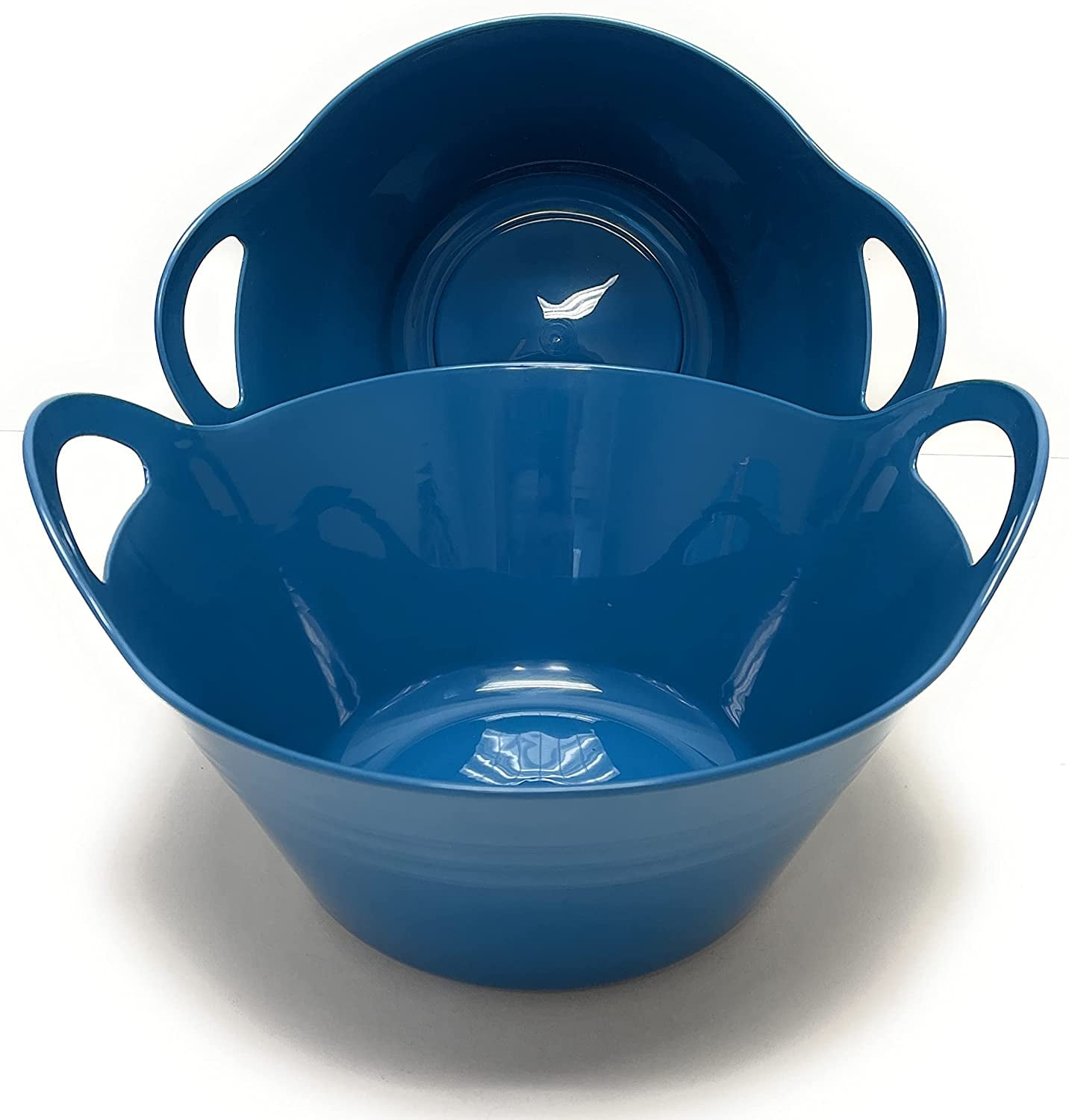 Mintra Home Plastic Bowls with Handles 2 Pack (Medium, Deep Lake Blue