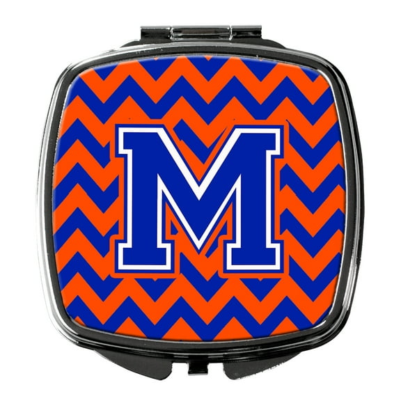 Letter M Chevron Orange and Blue Compact Mirror CJ1044-MSCM