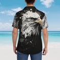 thumbnail image 4 of Sikiie Ink Style Bald Eagle Print Men's Hawaiian Shirt, Summer Beach Button Pocket Short Sleeve T-Shirt,Medium, 4 of 7