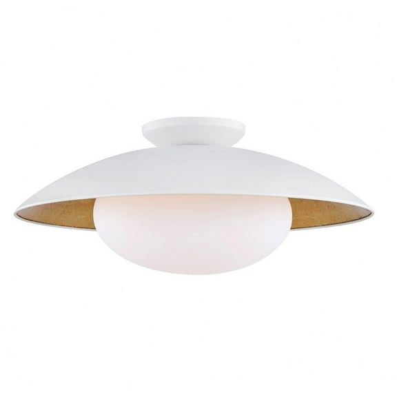 -One Light Large Semi Flush In Style-21 Inches Wide By 9 Inches High-White Lustro/Gold Leaf Finish Mitzi H368601l-Wh/Gl