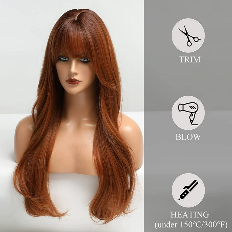 Auburn wigs with bangs cheap