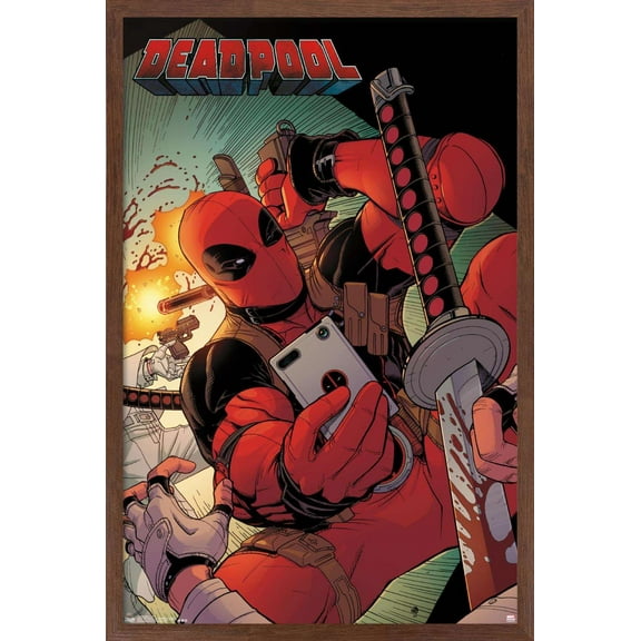 Marvel Comics - Deadpool - Selfie Wall Poster, 14.725" x 22.375", Framed