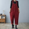 thumbnail image 2 of TrendOFT Combinaisons d'Été pour Femmes Tendance 2025 Décontracté Vintage Ample Jambe Grand en Velours Côtelé avec Ceinture Combinaisons Rouges TTG, 2 of 5