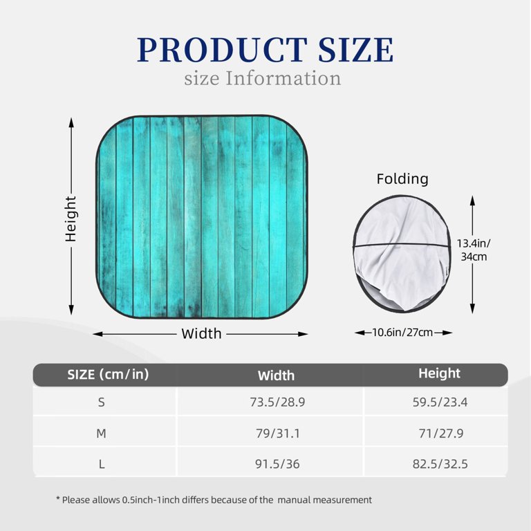 Hirioo Turquoise Wooden2 for 2PCS Windshield Sun Shade Foldable