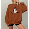 thumbnail image 3 of ALLTB Halloween Spooky Season Sweatshirt Women Oversized Black Cat Ghost Sweatshirts Fall Embroidered Long Sleeve Pullover Top, 3 of 6