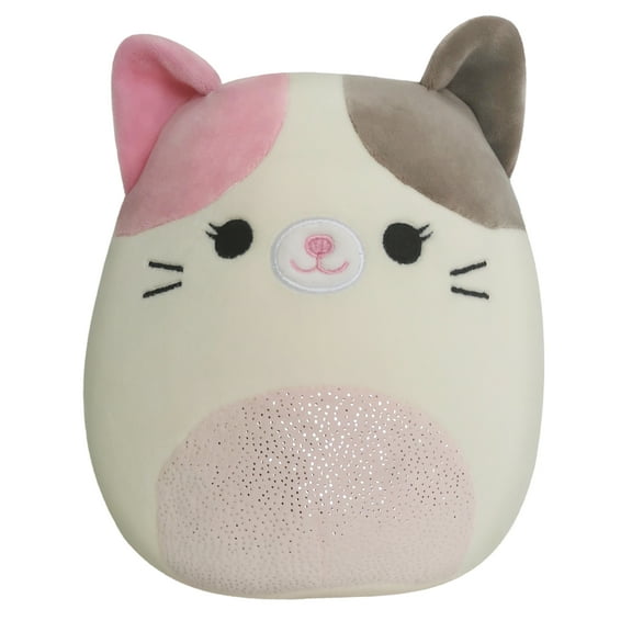 Squishmallows Official Kellytoy Plush Pink, Brown & Creme Cat, Glitter Bel
