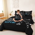 thumbnail image 5 of Erosebridal Distressed Hockey Twin Bedding Sets, Sport Bedding Comforter Set for Men and Boys, Black Reversible 7pcs, 5 of 6