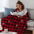 thumbnail image 3 of Red Black Plaid Christmas Snowflake Throw Blanket,Flannel Fleece Blanket with Striped Design for Couch,Winter Snowflake Xmas Soft Breathable All Season Plush Blankets for Sofa Office Car Seat 40"x60", 3 of 9